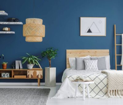 Sypialnia w odcieniach niebieskiego